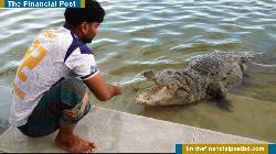 কুমিরের সাথে যুবকের হৃদয়স্পর্শী বন্ধুত্ব