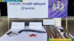 টেকনাফে নৌবাহিনীর অভিযানে বিপুল পরিমাণ অস্ত্র-গোলাবারুদ উদ্ধার