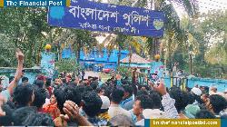 হান্নান মাসউদকে হুমকি ও হাদি হত্যায় থানা ঘেরাও